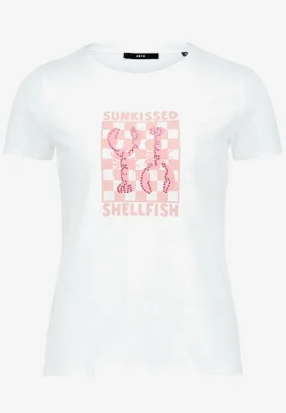 zero - T-Shirt mit Frontprint patch white/rosé - Gr. - 38