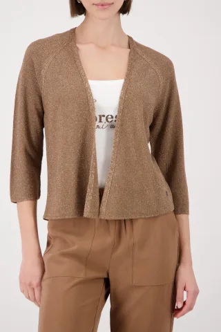 monari - Strickjacke mit Reiskornmuster mocca - Gr. - 40