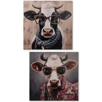 formano Wandbild Pop Art Tiere im Anzug, Kuh, Höhe: 60cm, Farbe: Mehrfarbig, Motiv: Kuh