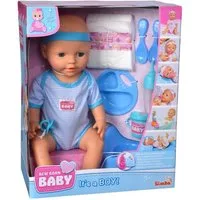 SIMBA Babypuppe Simba Puppe New Born Baby Babypuppe Junge blaues Zubehör 105030044