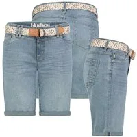 SUBLEVEL Bermudas Damen Jeans Shorts Bermuda Kurze Hose Short Denim Stretch Denim Gürtel