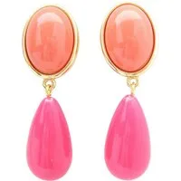 Mugello Paar Ohrstecker Viola koralle-pink bunt knallig Party auffällig farbenfroh, made in Germany Designer JustWin, Statementohrringe