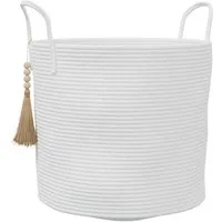 vidaXL Aufbewahrungskorb Aufbewahrungskorb Weiß Ø40x35 cm Baumwolle