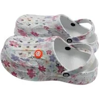 VewoTex Damen Clogs Blumen » günstige Damenschuhe » Blumenmuster Badeschlappen Clog (1 Paar Schuhe, 2-tlg., Kein Set) » Sommer Garten Schuhe » Badelatschen mit Riemen und Cut-Outs