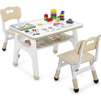TLGREEN Kindertisch Ergonomisches Kinderschreibtisch Set höhenverstellbar (mit Stuhl, viel Stauraum, mitwachsender Hausaufgaben Tisch), für Kinder 3 bis 12 Jahre, abgerundete sichere Ecken