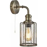 Licht-Erlebnisse Wandleuchte SNOWDON, ohne Leuchtmittel, E27 in Messing Antik Klar/Transparent Glas Metall Vintage Design