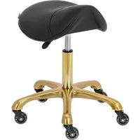 Physa Drehstuhl Sattelhocker schwarz/ golden ergonomischer Rollhocker höhenverstellbar, Schwarz, Golden