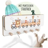 Holzura Kinderregal Kindergarderobe aus Holz mit Ablage und magnethaftendem Rahmen.