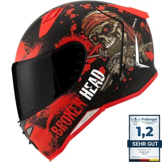 Broken Head Jack S. V2 Pro Rot Integralhelm + Visier Schwarz