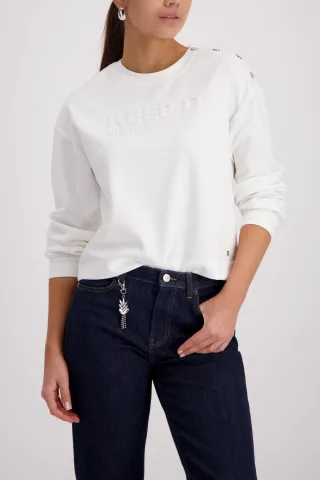 monari - Sweatshirt mit Prägeschrift off-white - Gr. - 40