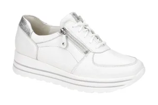 Waldl?ufer 758009 H-LANA Damenschuhe Wei?/Silber Bequeme Schn?r-Halbschuhe