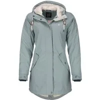 Dry Fashion Regenmantel Malmö Damen Regenjacke Teddy-Fleece-Futter - Outdoor-Jacke Wasserdicht Winddicht, Verschweißte Nähte, 2-Wege-Reißverschluss abgedeckt, Kapuze