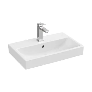 VitrA New Integra Square Waschtisch Compact unterbaufähig mit Hahnloch Weiß Hochglanz,7890B003-0001 7890B003-0001