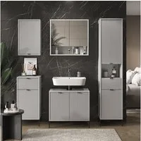 Vicco Badmöbel-Set Eliza, Grau, 5 Teile, (5-St., 5er Set)