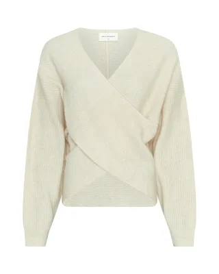 msch copenhagen - MSCHZinelle Hope Wrap Pullover fog melange - Gr. - XL
