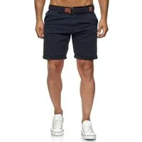 Indicode Shorts Herren kurze Hose mit Gürtel - Conor - Aus Baumwolle - Regular Fit Freizeithose - Sportlich eleganter Look - Bequemes Stretch Material