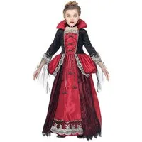 Widdmann Vampir-Kostüm Vampirkönigin - Halloween Kostüm Kinder Mädchen, Elegantes Vampirkleid für barocke Blutsaugerinnen