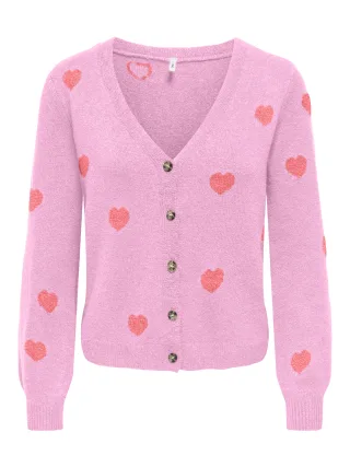 ONLY - ONLRICA LS DETAIL V CARDI CC KNT Begonia Pink - Gr. - M