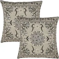 Marrakesch Orient & Mediterran Interior Zierkissen 2er Set Boho Kissenbezug Lodge orientalisch aus Baumwolle, Grau 40 cm, (2 St)