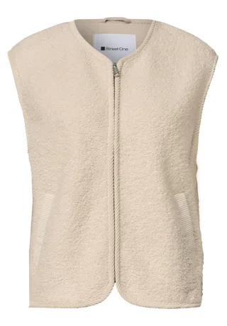 Street One - Teddy-Weste mit Zipper beige - Gr. - 34