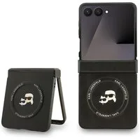 KARL LAGERFELD Handyhülle Galaxy Z Flip7 MagSafe Kunstleder schwarz 6,9 Zoll, Kantenschutz