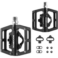 ROCKBROS Fahrradpedale Fahrradpedale Aluminium Rutschfest 2 in 1 SPD Pedale (1-tlg., für MTB Rennrad Stadtrad Schwarz)