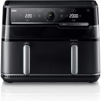 Braun Heißluftfritteuse TwinCook 5 Airfryer TD 5053I BK, 10,0 Liter, 15 Kochrogramme, PFAS-frei, 2850 W, 2 in 1-Gerät: Frittieren & Backen, Sichtfenster, Sync & Match Funktion