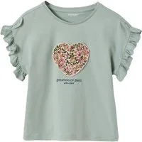 vertbaudet Kurzarmshirt T-Shirt mit kurzen Volantärmeln Mädchen