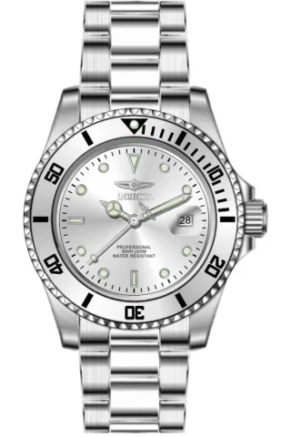Invicta Pro Diver 50587 Herrenuhr - Quarzwerk - Edelstahl mit silbernem Zifferblatt - 40 mm