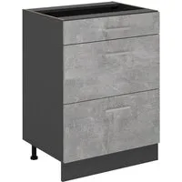 Vicco Unterschrank R-Line, Beton/Anthrazit, 60 cm mit Schubladen, ohne Arbeitsplatte (1-St)