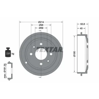 TEXTAR Bremstrommel Fiat Ford Lancia
