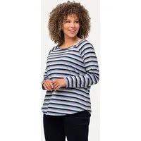Ulla Popken Longshirt Shirt Ringel A-Linie Rundhals Langarm