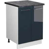 Vicco Unterschrank Fame-Line, Dunkelblau Hochglanz/Weiß, 60 cm, AP Anthrazit (1-St)