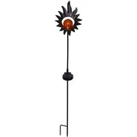 näve LED Gartenleuchte Sonne, LED fest integriert, Warmweiß, Ein- /Ausschalter, Kupfer, Gesamthöhe: 93,5cm, Mtaerial: Metall/Glas