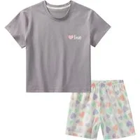 petite fleur Pyjama (2 tlg., 1 Stück) Schlafanzug mit modisch kurzem Shirt