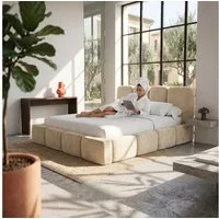 Muffo Polsterbett SUENO MAXI (Doppelbett 140x200 / 160x200 / 180x200 / 200x200 cm), mit Kopfteil Frei Verwendungsstelle, Metalllattenrost