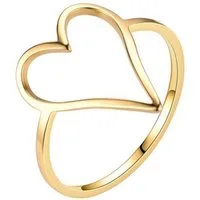 Taffstyle Fingerring Verlobungsring Ring Herz vergoldet stylisch Gold Größe 63 (20.1) (Freundin zum Geburtstag Muttertag Valentinstag Weihnachten Bandring), zeitlos filigran Damen Band Ring Damenring Geschenke für Frauen