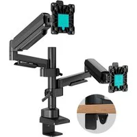 ONKRON Monitor-Halterung 17-42 Zoll, bis 15 kg pro Arm, VESA 75x75-100x100, G140-B, (bis 32 Zoll, neigbar, schwenkbar, drehbar, Gasdruckfeder, Kabelmanagement)