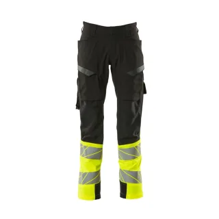 MASCOT Herren Hose mit Schenkeltaschen ACCELERATE SAFE Schwarz / Hi-vis Gelb 60 - 19379-510-0917-82C60
