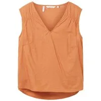 TOM TAILOR Shirttop Ärmellose V-Ausschnitt aus Leinen BLUSENTOP linen mix blouse top