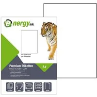 Energy-ink Etikettenpapier energy ink ET210x297, Etiketten 210 x 297 mm 100 Blatt - selbstklebend Din A4