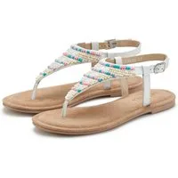 LASCANA Zehentrenner, Pantolette, Sandalette, Sommerschuh Sandale mit Schmucksteinchen und Lederanteil