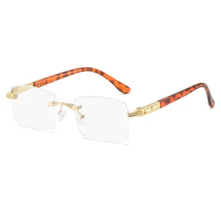 TF-98 Vintage Rimless Reading Glasses Progressive Multifocal Crystal Lenses With Cut Edge Anti-Fatigue HD Eyewear