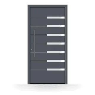 Haustür modern mit Glaseinsatz, Aluminium, Anthrazit RAL 7016, 80x195 cm, Schüco-Profil, Modell Paderborn, individuell konfigurieren