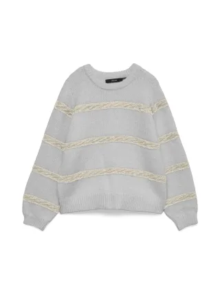 VERO MODA - VMZADA LS O-NECK PULLOVER Light Grey Melange - Gr. - S