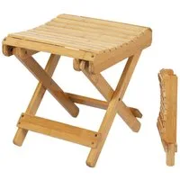 Spetebo Hocker Bambus Klapp Sitzhocker eckig naturr - 28 x 28 cm (Anzahl, 1 St., Stück), klappbar