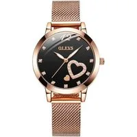 OLEVS Quarzuhr Damenuhr Olevs Roségold mit Herz-Diamant – Glamouröse Schmuckuhr 5189