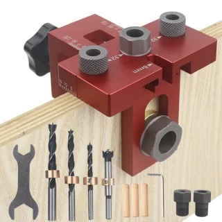 3-In-1 Woodworking Doweling Jig Kit with Drill Bits Pocket Hole Jig Locator Drill Guide for Cabinet Furniture