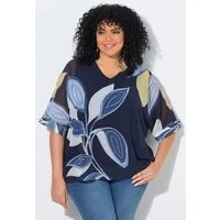 Ulla Popken Tunika Chiffon-Tunika doppellagig V-Ausschnitt 3/4-Arm
