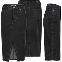 SUBLEVEL Jeansrock Damen Jeans rock Rock MAXI Lange Rock Denim Stretch Vintage Used-Look